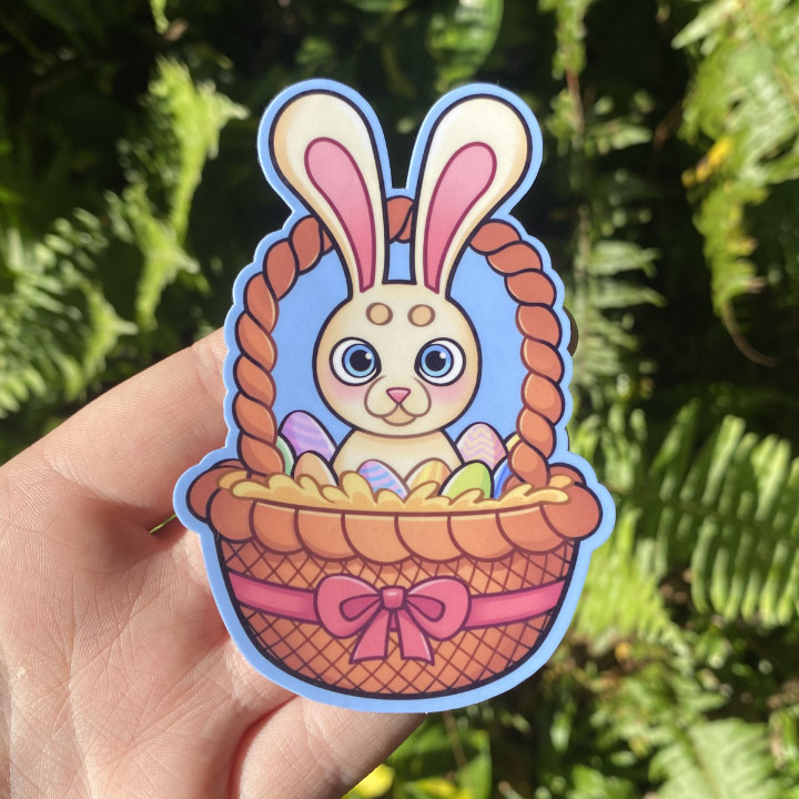 Easter Bunny Basket Die-cut Sticker