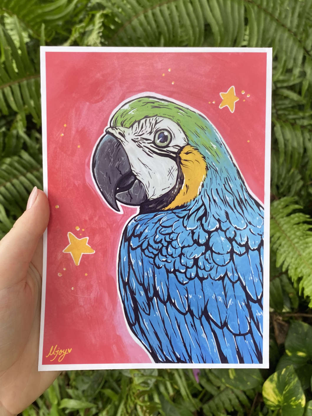 'Gouache Macaw' A5 Medium Print