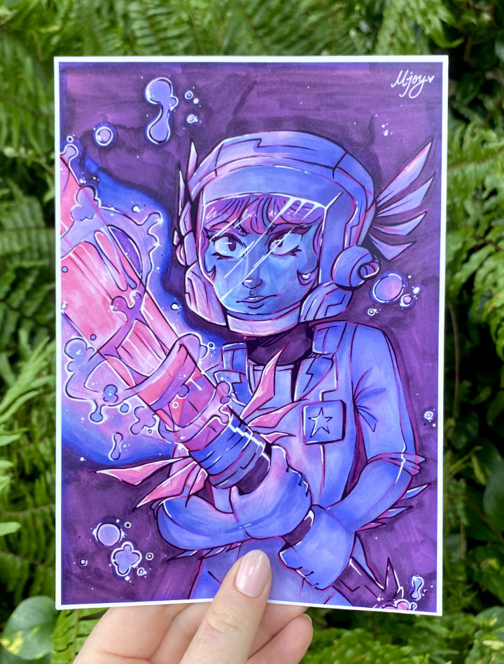'Custodian of the Cosmic Blade' Medium A5 Print